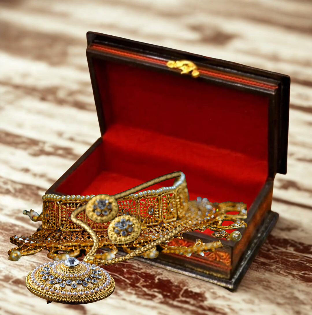 Handcrafted Wooden Jewelry Box Adorned with Intricate Lacquer Art