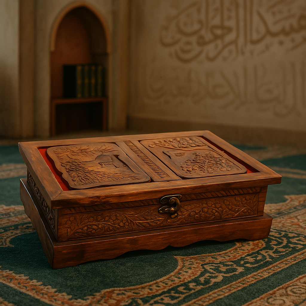 Wooden Handmade Holy Quran Box with Carved Work