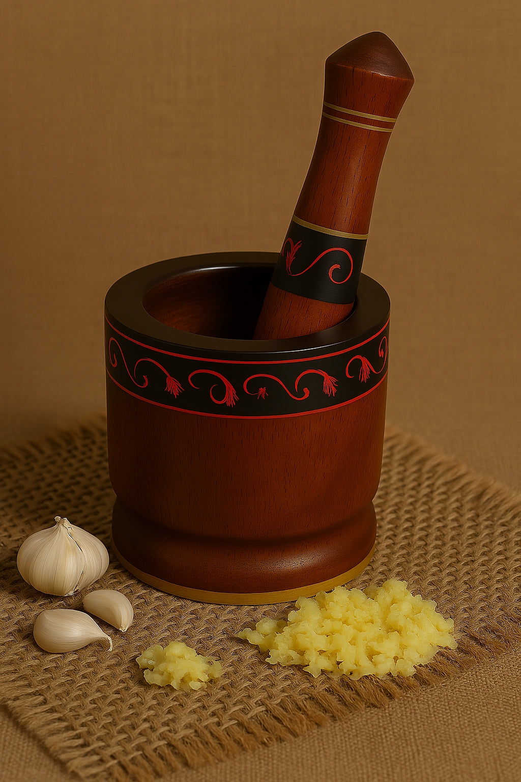 Handcrafted Wooden Mortar and Pestle – Natural Spice Grinder