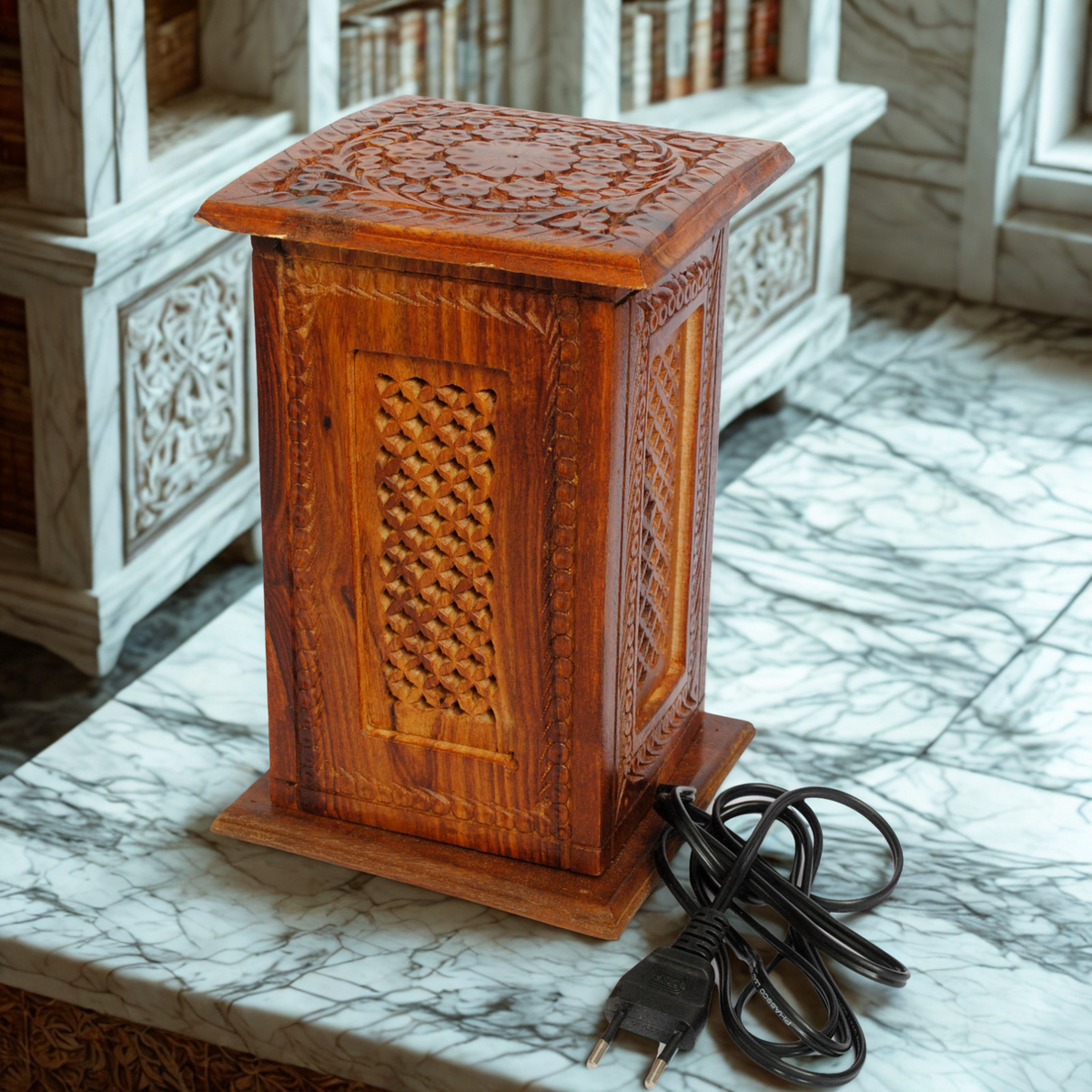Handcrafted Wooden Electric Table Lamp
